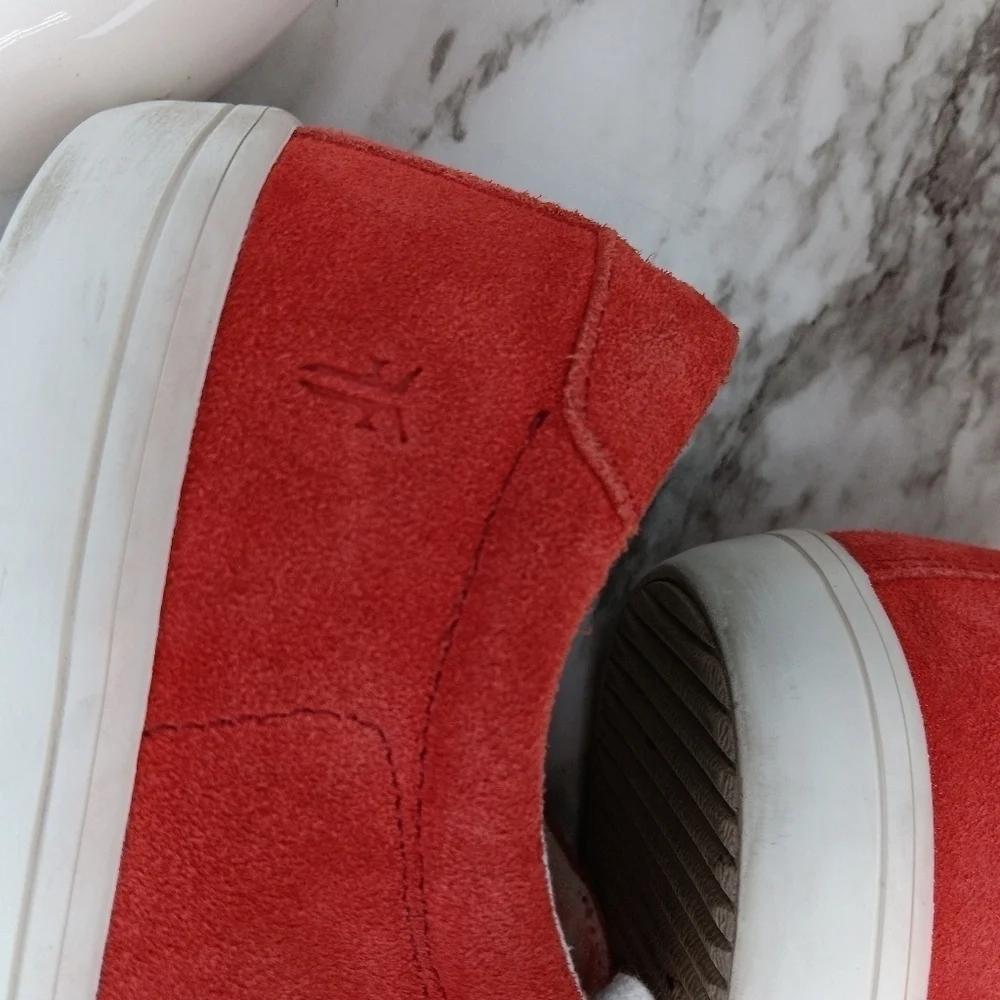 FRYE Womens Kerry Low Lace Red Suede Sneakers Size 9 Leather